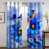 2pcs Brilliant Red Rose Flower Retro Style Curtains Window Treatment for Bedroom Office Kitchen Living Room Study Home Decor