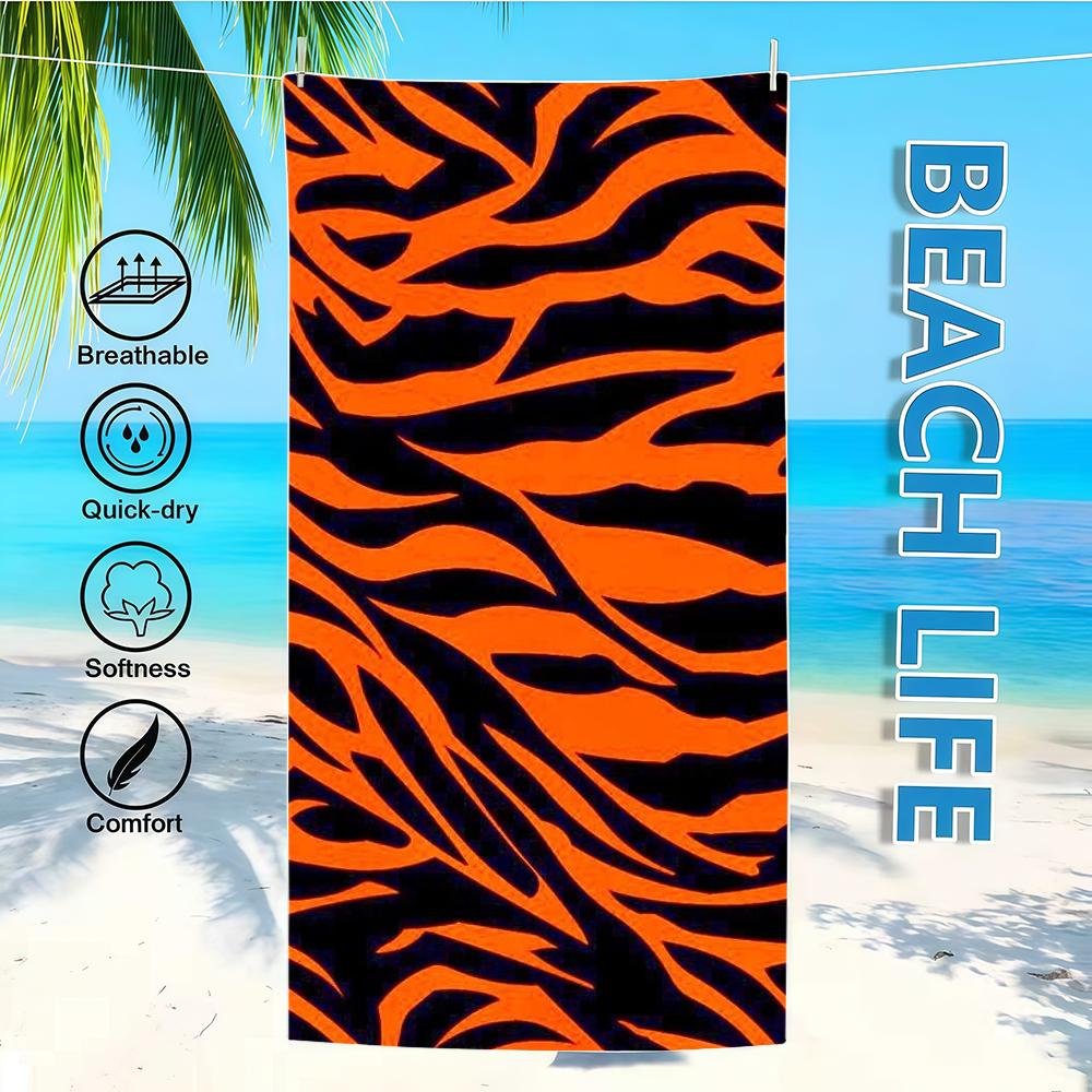 

Towel Textile Print Zebra Bathrobe Beach Quick-Drying Lightweight Portable Camping Fashion Swim Pool Travel W30*H60(CM)