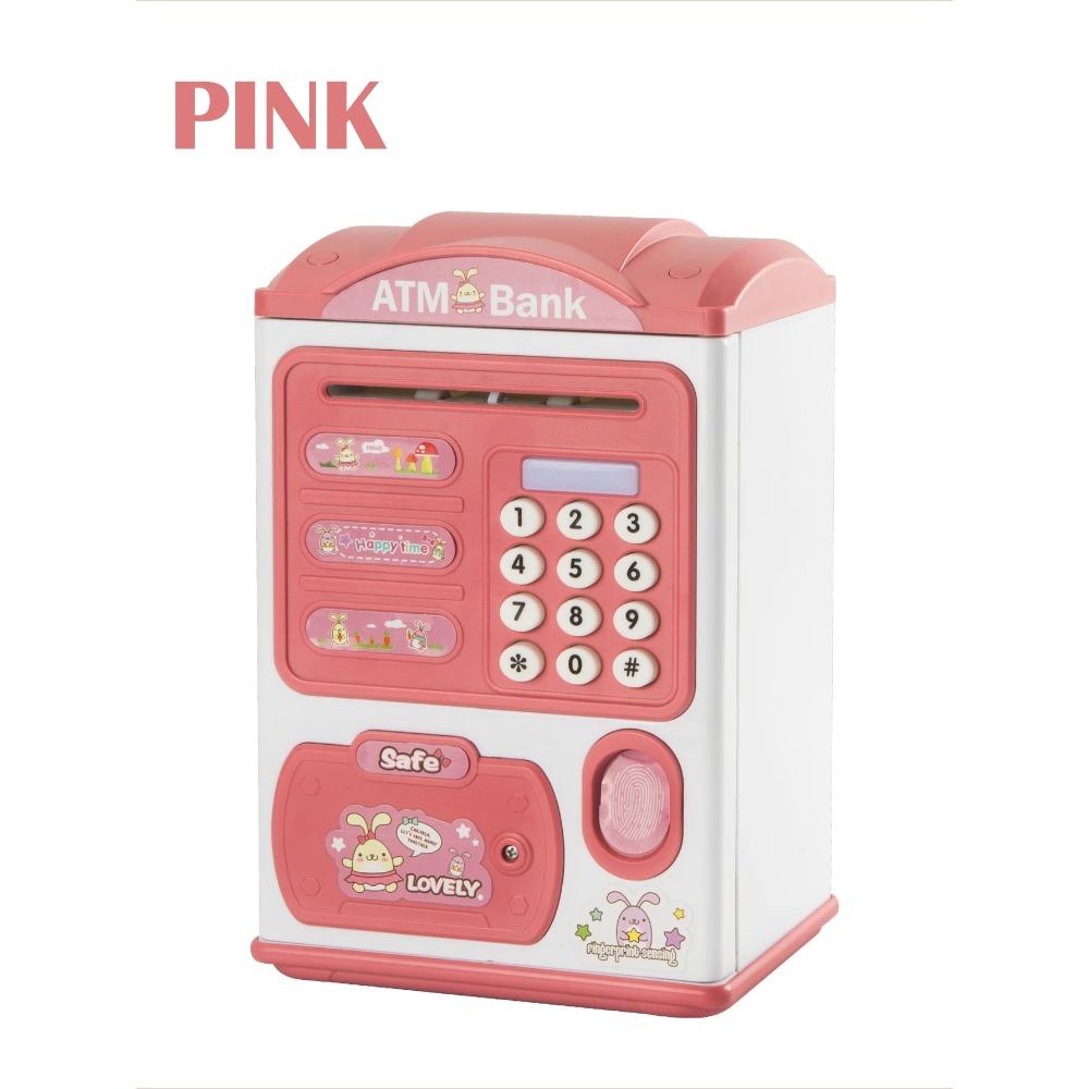 Brinquedos Cofre de Porquinho ATM, Divertido Eletrônico Música Desenho Animado Senha de Impressão Digital Caixa Simular Desbloqueio de Senha de Impressão Digital Presentes para Crianças