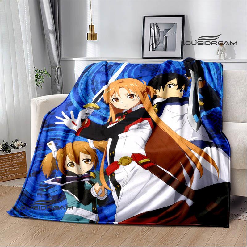 Cartoon Sword Art Online Printed Blankets Picnic Blanket Warm Flannel Blankets Home Bed Linings Blankets for Beds Birthday Gift