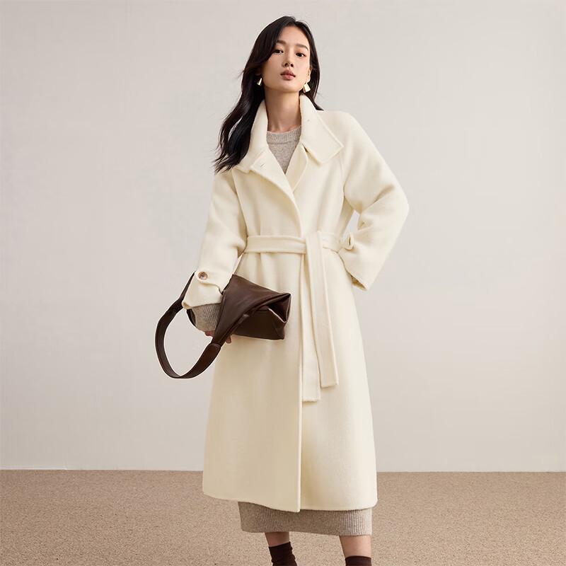 Shangdoubila Women's Pure Wool Double-Faced Mid-Length Coat