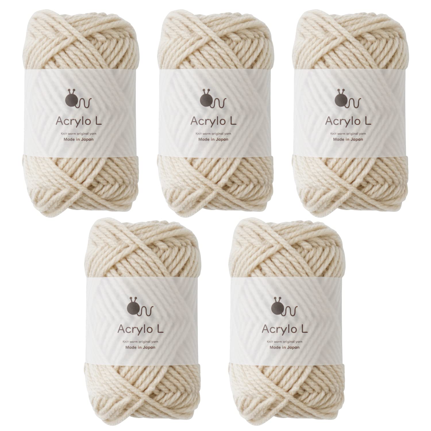 

Raw Wool Acrylo Extra 50g Made in Set Yarn, L, Thick, (approx. 55m), Japan, 5-Ball (2. Beige)
