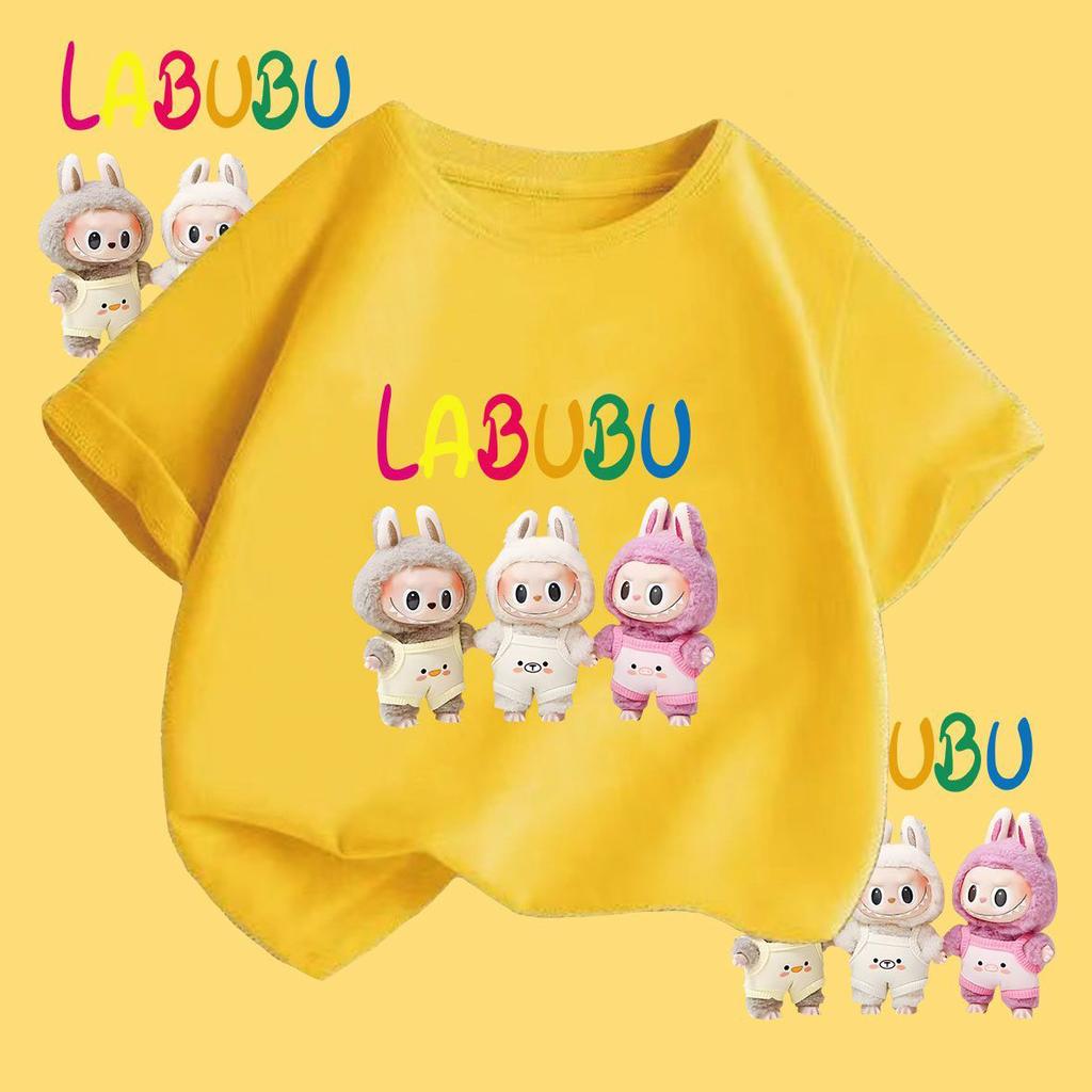 Labubu Roztomilé Kreslené 3D Potisk Dětské Tričko Kawaii Dětské Tričko Chlapci Dívky Tričko Legrační Oblečení Top