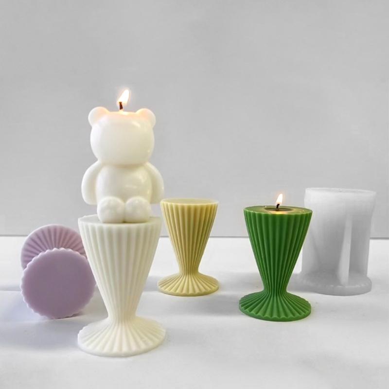 Creative Silicone Candle Molds Unique Candle Ornament Crafting Mold Beautiful Striped Aromatherapy Candle Mold