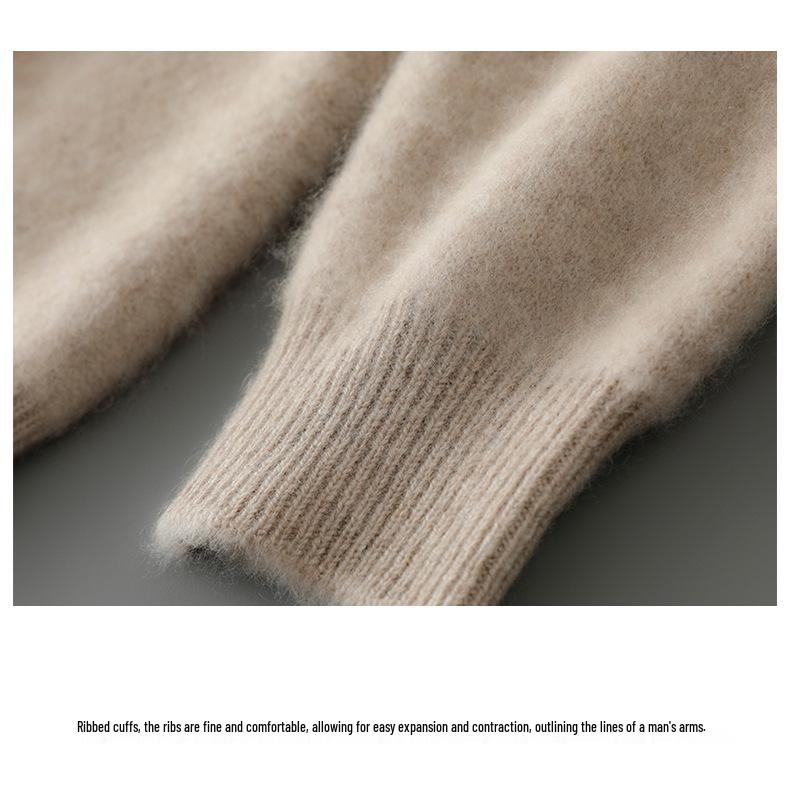 Men's 100% Pure Wool High Neck Seamless Knitwear Base Layer – Loose, Thickened, and Perfect for Autumn/Winter.