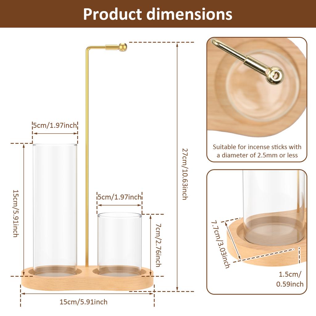 2 In 1 Incense Stick Holder Mess Free Incense Burner Holder Upside Down Incense Stand with Ash Catcher and Stick Storage Rack
