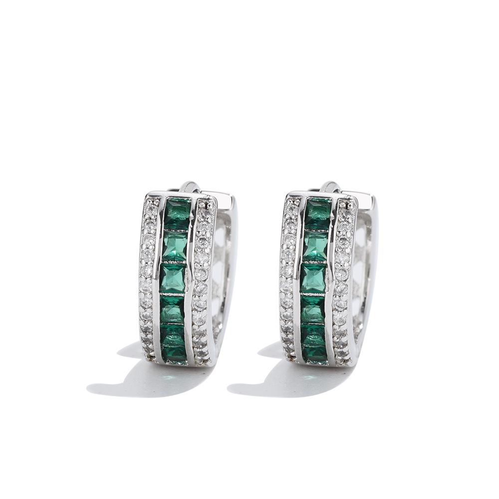 Cercei Seiko pentru femei cu diamante complete, smaralde, stil exagerat: Eleganță la modă cu personalitate.