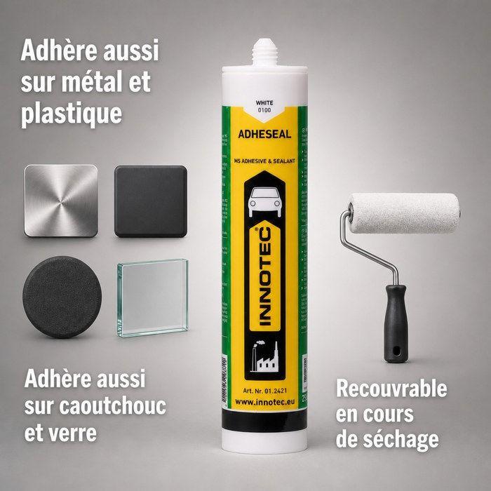 Mastic adhésif blanc, Mastic colle multi usage, Mastic d'étanchéité blanc, 290 ml incl. Spitze