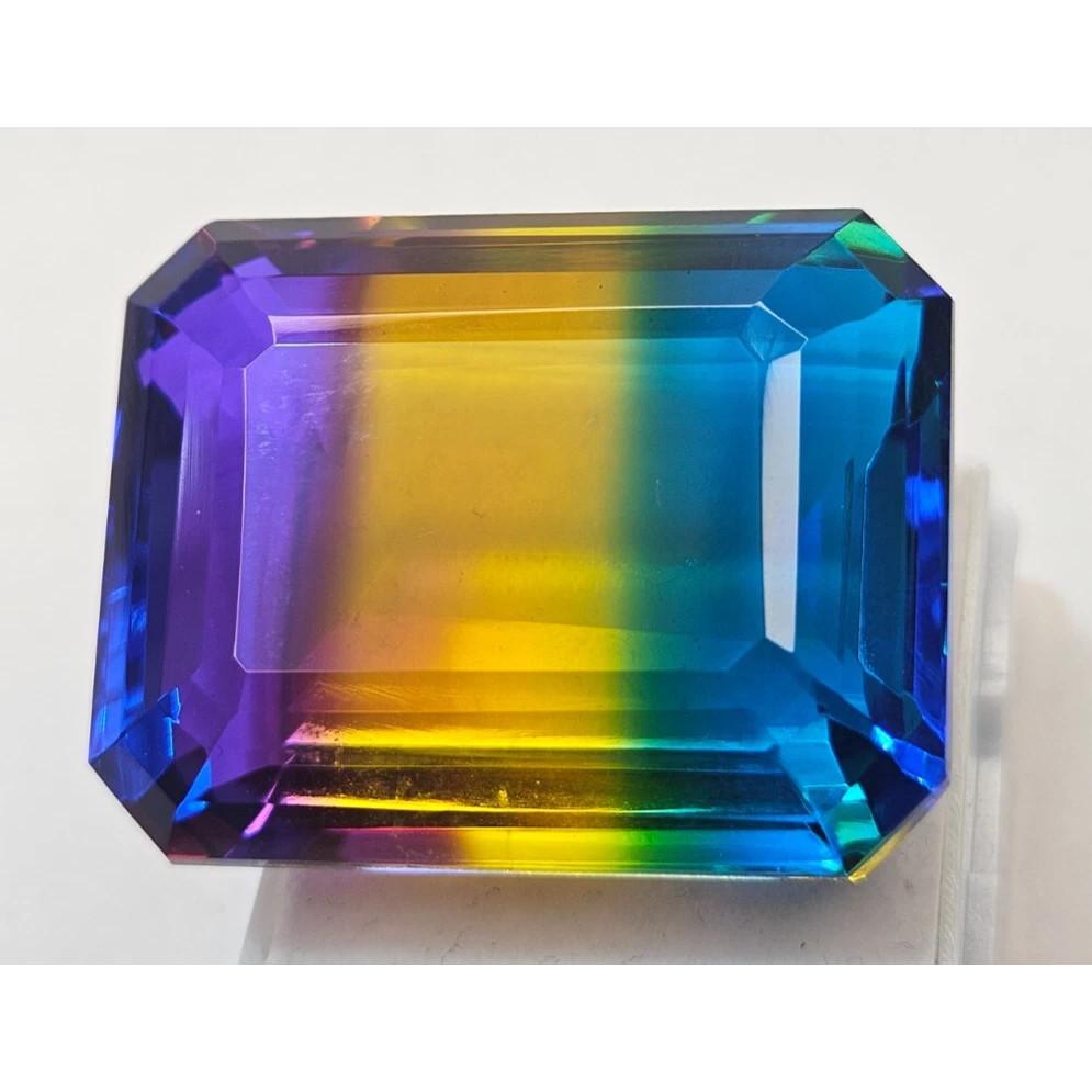 Certified Natural Tourmaline Bi-Color Emerald Cut 100+ Ct Fabulous Gemstone