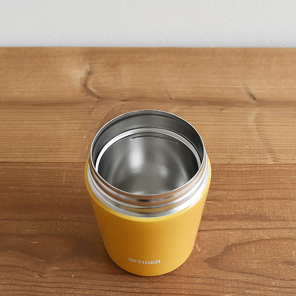 Tiger Vacuum Insulated Soup Jar, 300ml, for Lunch Boxes, Wide Mouth, Round Bottom, Saffron Yellow, MCL-B030-YS