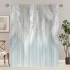 2pcs- Pure white and blue feather polyester curtains, pole bag curtains 42 * 84, bedroom, living room, family room decoration