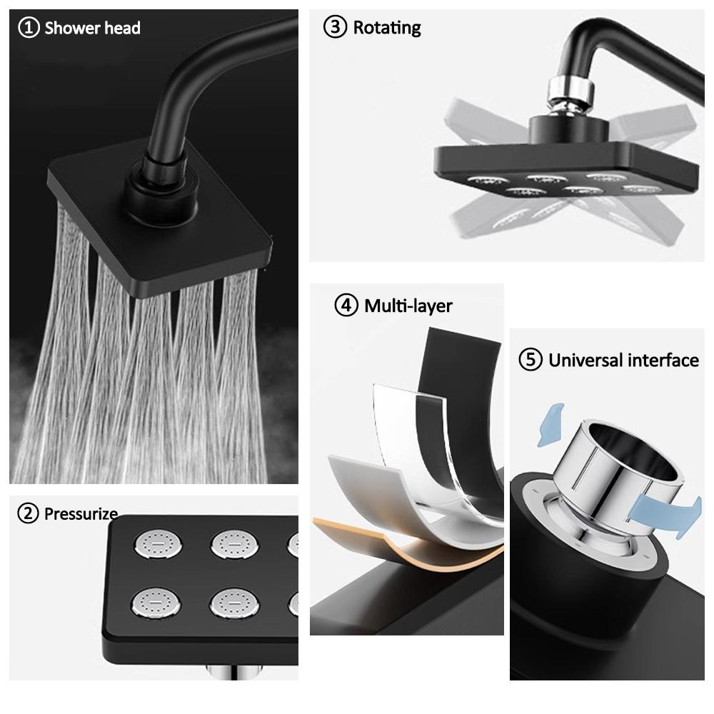 Square High Pressure Shower Head Water Saving Rainfall Showerhead Top Spray Shower Head for Home Use Rotatable Bathroom Accessories