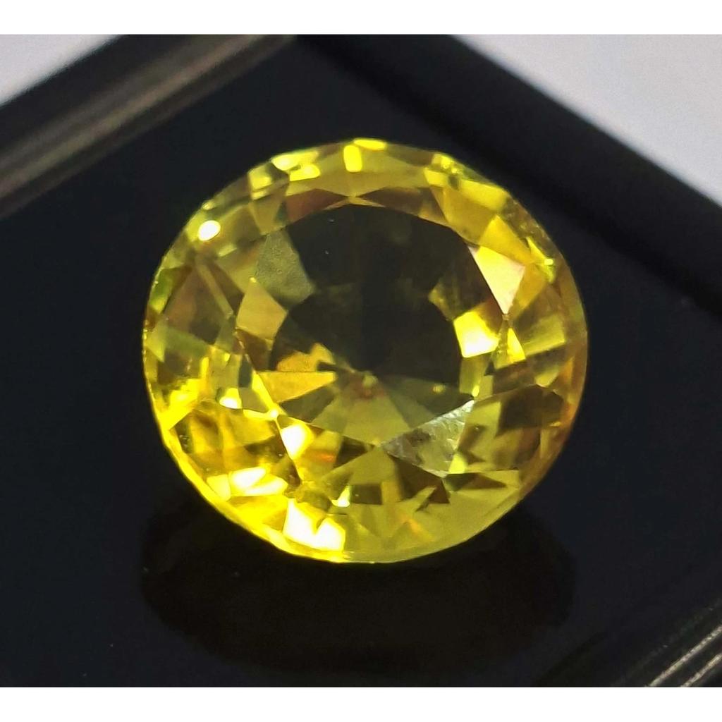 Stunning Natural Yellow Color Sapphire 7-9 Ct Round Cut Certified Gemstone