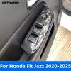 For Honda Fit Jazz - 2024 2025 Carbon Fiber Window Lift Switch Cover Trim Interior Armrest Frame Accessories Car Styling
