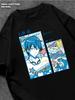 Black T‑shirt Free‑style Anime Mens Tshirt Womens Tshirts with Letters Print Short Sleeves T-Shirt Casual Street Tee Shirt Top