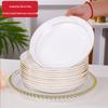 Gold-Trimmed Bone China Dinner Plate - Jingdezhen White Ceramic