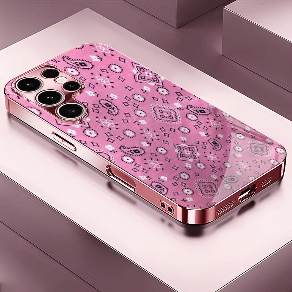 Exquisite patterns PhoneCase for Samsung Galaxy S26 S25 S24 S23 S22 FE Ultra Plus Built-in glass feel bare machine Women's style