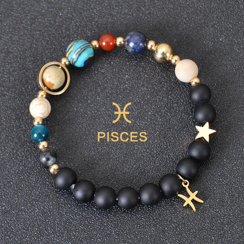 Eight major planets and twelve zodiac signs bracelet, frosted stone, bead bracelet, planets, Christmas gift, Stocking stuffers