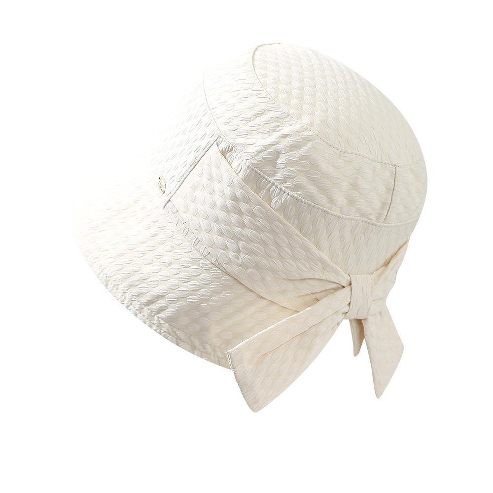 New stylish and elegant bow metal small standard bucket hat plaid outdoor travel sunshade sunscreen face hat