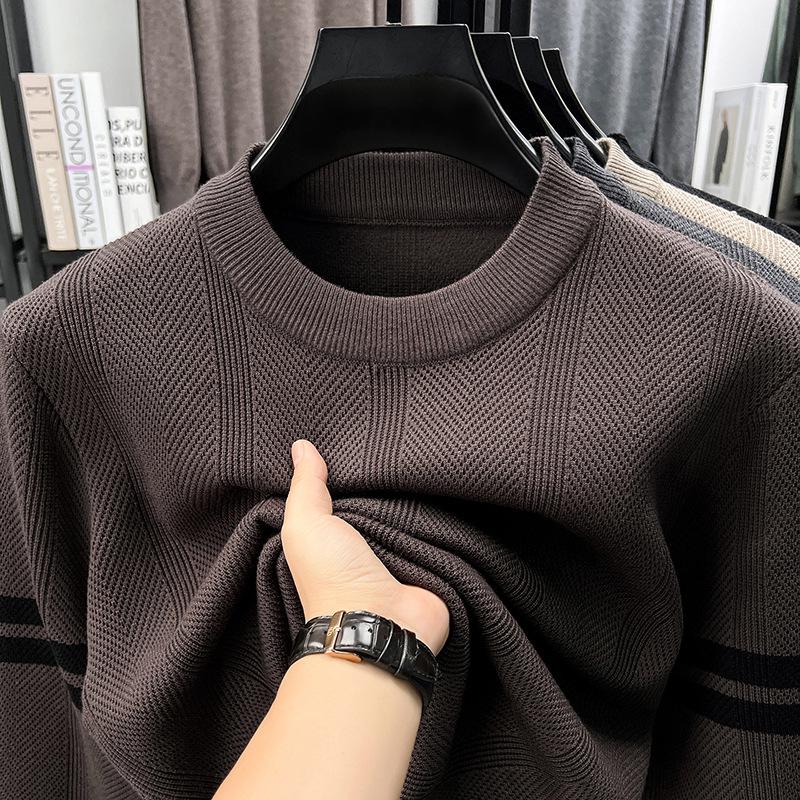 Men's Trendy Thick Jacquard Knit Sweater - Warm, Anti-Pilling, Light Luxury for Autumn/Winter
