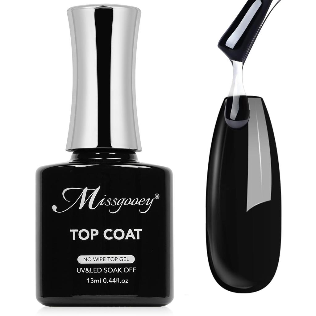Missgooey Gel Nail Top Top For Beginners No Wiping Superior 13ml Coat, No-Wipe Gel, UV/LED Compatible, & Professionals, Required, Shine, Long-Lasting,