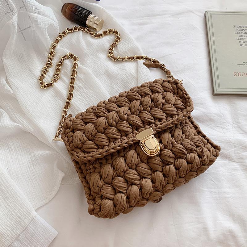Bolsas de Mão Femininas da Moda Bolsa de Tecido Alça de Crochê Casual Ombro Transversal Clutch