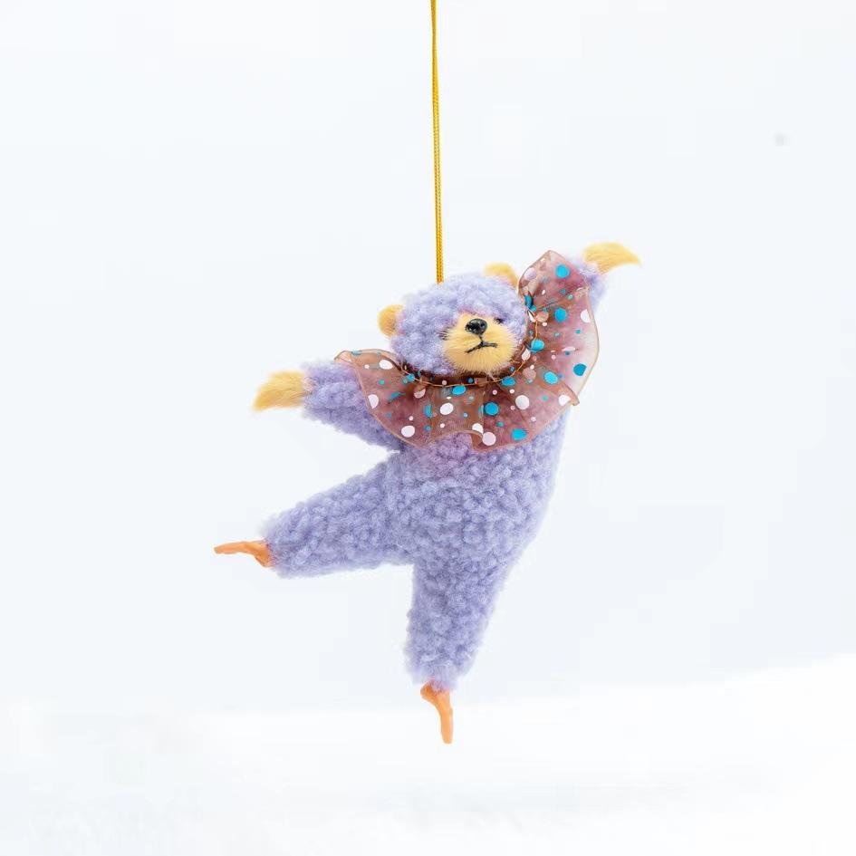 New Cartoon Kawaii Dancing Bear Plush Doll Room Bedside Pendant Creative Ins Ballet Bear Plush Car Pendant Kids Birthday Gift