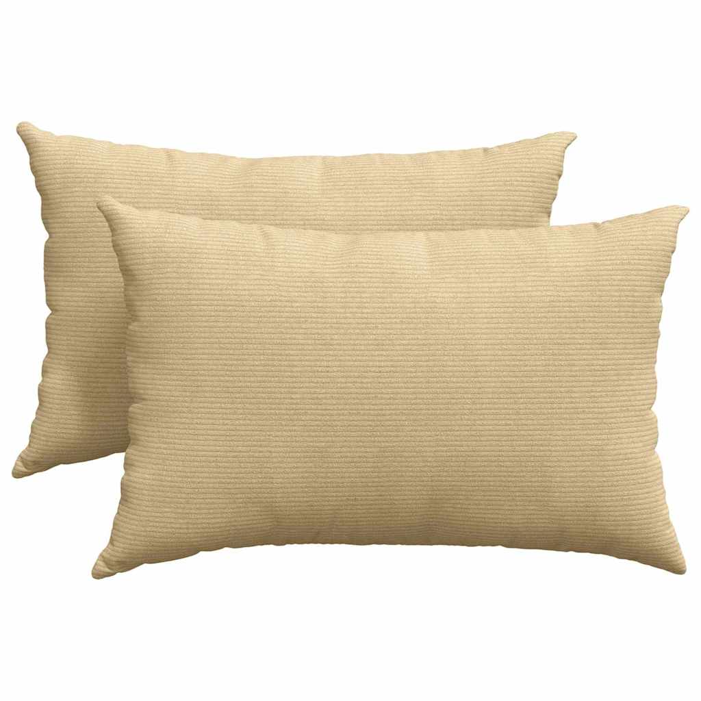 Sofa Cushions 2 Pieces Grey Green 60 x 40 cm Cord Fabric