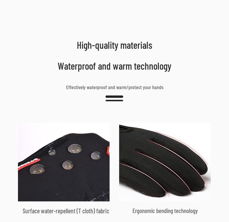 Unisex Windproof Water-Repellent Fleece-Lined Cycling Gloves with Touchscreen Capability