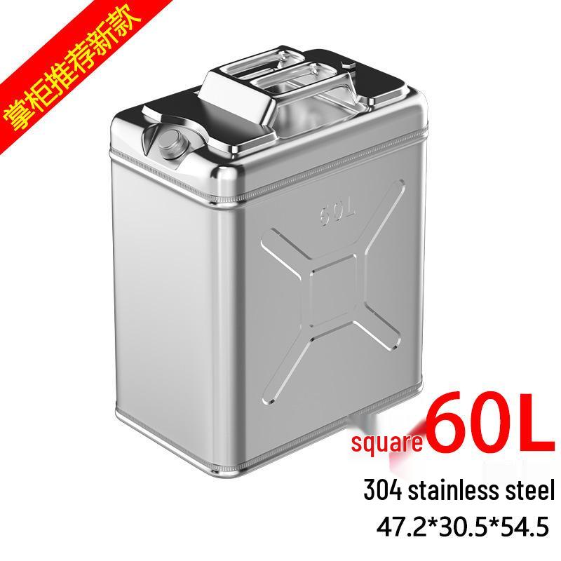 Stainless Steel Fuel Can - 304 Gasoline & Diesel, 10L/20L/30L, Thickened Portable Car Spare Tank