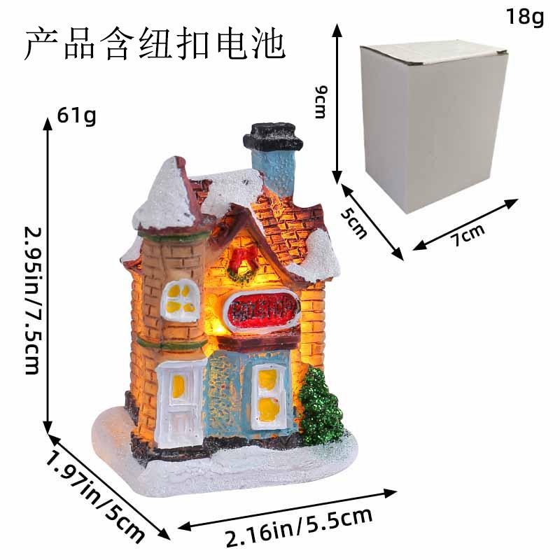 Jingchen new Christmas decorations resin hut colorful luminous house tabletop ornament