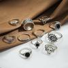Anillo Geométrico Hueco Articulado Metálico Gótico 17KM para Mujer Anillo de Dedo con Forma de Sol y Hoja Plateado Vintage Accesorios de Joyería de Tendencia