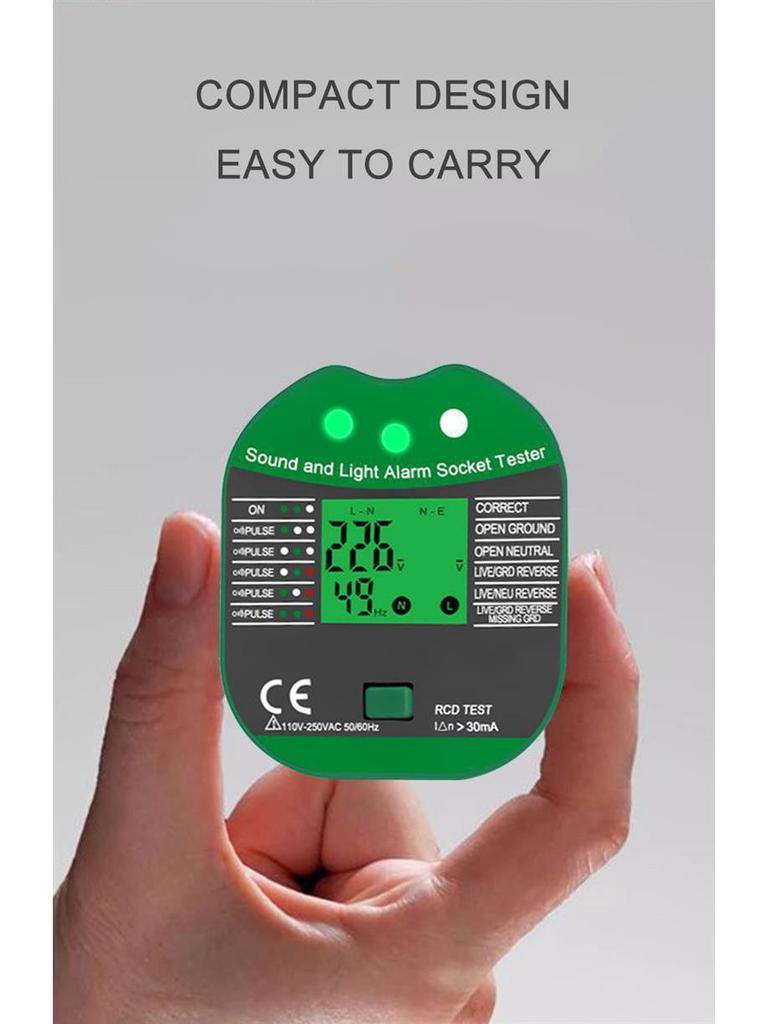 Cross-border EU/US Socket Tester for Leakage, Polarity Detection & Ground Line Verification