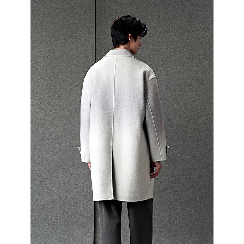 GXG Men's Gradient Gray Wool Blend Long Overcoat