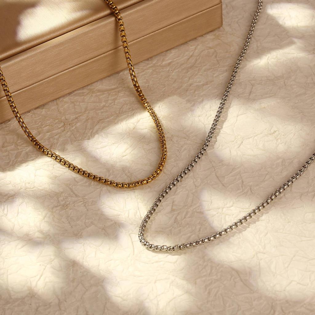 European and American Fashion Plated 18K Gold Stainless Steel Figaro Necklace Women's Trend Versatile Titanium Steel Chain Necklace