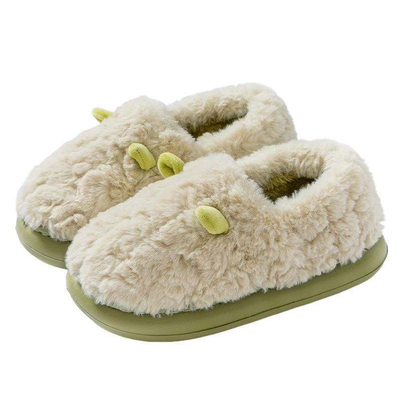 Cute cotton slippers women's bags and winter outer wear new indoor home thick-soled non-slip warm velvet cotton shoes