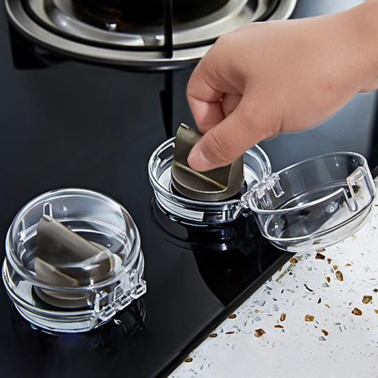 1 Pair Covers Stove Safety Transparent Heat-resistant PC Kitchen Safety Guard Gas Knob
