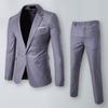 Red Grey Black Suit Jacket Pants Set Stylish Men's Business Suit Set Lapel Button Coat Pants Pockets Workwear