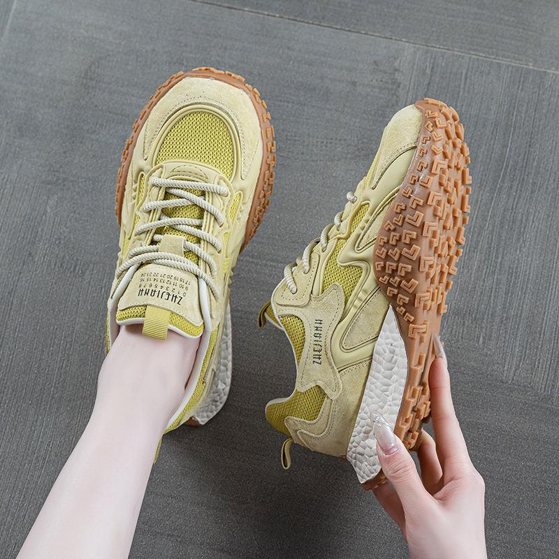 thick-soled leather women's models show their feet and small color matching spring new versatile sports and leisure shoes