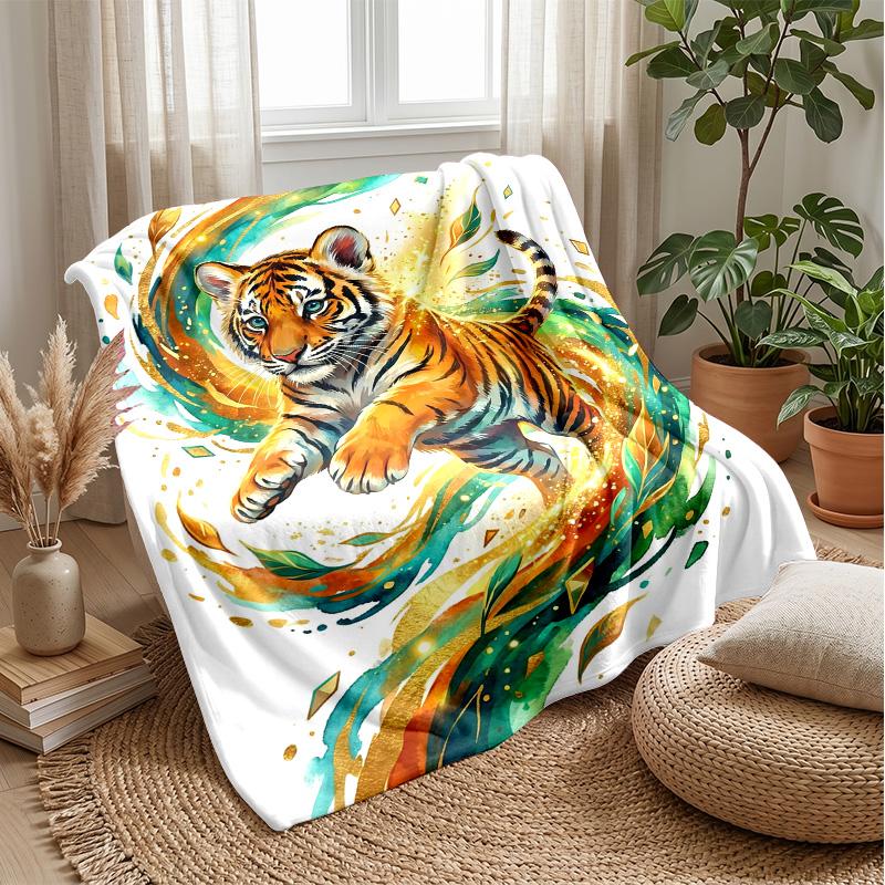 Tiger Spirit Artwork 1 Theme blanket Lightweight Warm Flannel Blanket Decorative Throw Blanket for Home Decoration