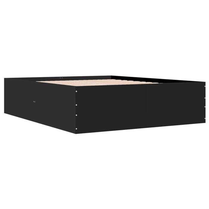VidaXL Cadre de lit noir 160x200 cm bois d'ingénierie, meuble de chambre à coucher, sommier, lit à panneaux, lit, lit 3280910