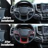 Interior Steering Wheel Frame Cover Trim For Dodge Ram 1500 18+ Red Carbon Fiber
