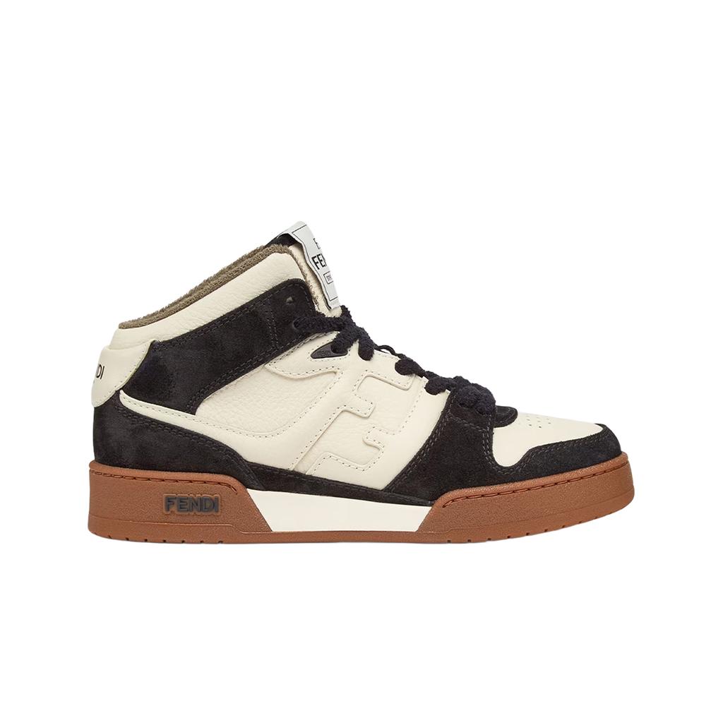 (w) Fendi Match Leather High-tops Sneakers White