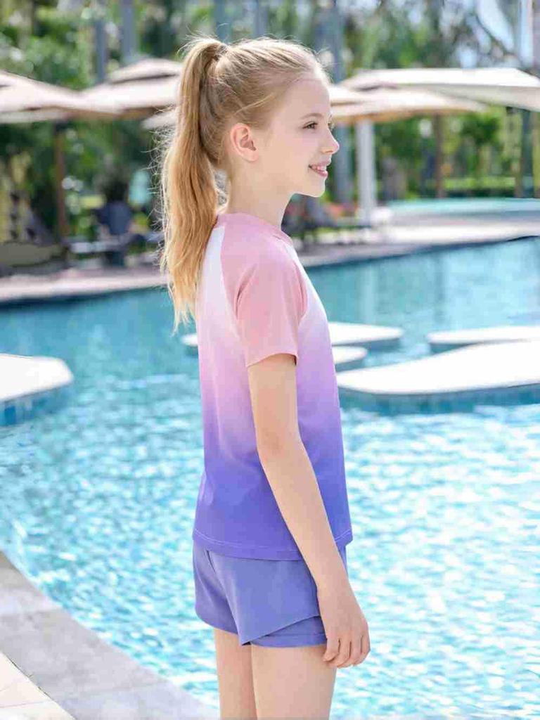 New Women's Sporty Gradient Slimming Beach & Resort Swimsuit - Breathable, Conservative, with Belly Coverage