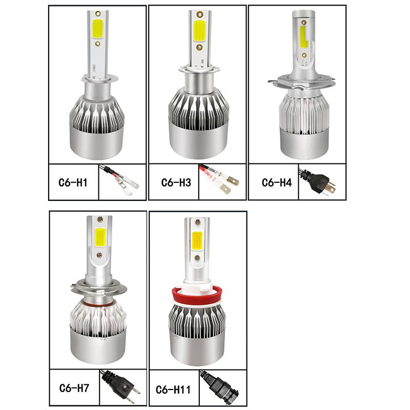 

2Pcs C6 LED Headlight Bulbs H4/H7/H11/H1/H3 COB Car LED Head/Fog Light Bulb 36W 12V Auto High/Low Beam Headlamps Car Headlights H3 белый