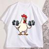 Hühnchen Workout T-Shirt Baumwolle Lässig Lustiges T-Shirt Damen Bodybuilding T-Shirts Rundhals Kurzarm T-Shirt Atmungsaktiv Streetwear