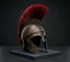 Costum Cască Războinic Grec Odiseea – Cască Stil Spartan Bronz Antich cu Pană Roșie pentru Cosplay, LARP și Reconstituire Istorică