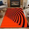 Vibrant Orange Spiral Pattern Patterned Carpet, Non Slip Mat Suitable for Living Room and Bedroom Sofas