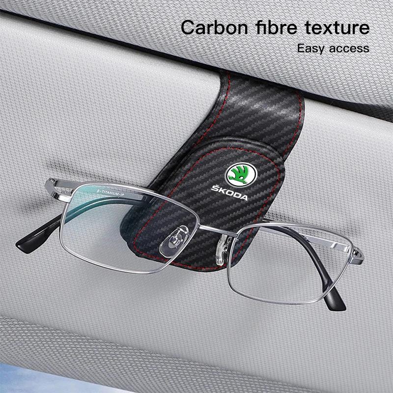 SBNI3 Car Sun Visor Glasses Clip Ticket Card Storage Clamp For Skoda Fabia Superb Yeti Octavia Enyaq Rapid Kodiaq Kamiq Karoq Scala A4