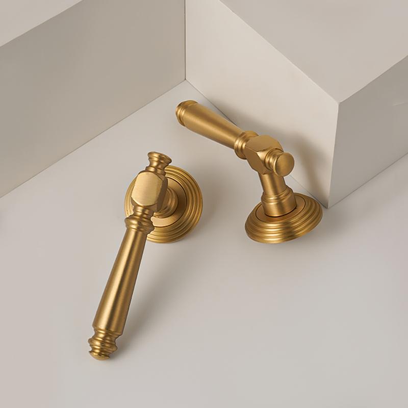 DOOROOM Luxury Brass Door Lock Modern Interior French Bedroom Door Handle Delicate Simple Room Living Room Furniture Hardware